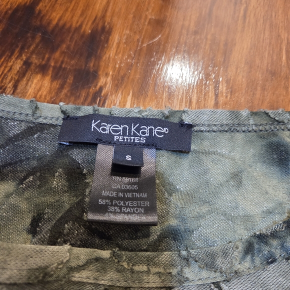 Karen Kane Petites Burnout Tie-Dye Crew Neck 3/4 Sleeve Asymmetric Tunic sz S - Picture 7 of 9